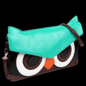 NEW BMC Colorful Faux Leather Animal Face Thin Envelope Style Clutch Handbag